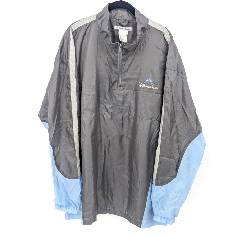 Disney Parks Jacket Mens XXL Gray Windbreaker Pullover Zip Pockets Mesh‎ Lined